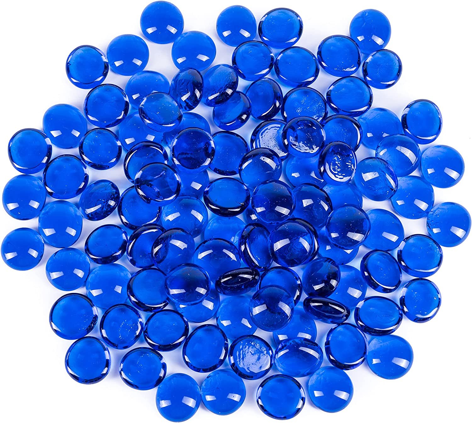 Galashield Cobalt Blue Flat Glass Marbles for Vases Glass Gems Beads  Pebbles Vase Filler 1 LB, Approx. 100 PCS
